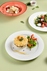 Assorted Salad Set Featuring Greek and Forest Glade Varieties with Fresh Ingredients