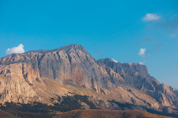 Aladaglar National Park. Cloudy mountain landscape. Transmountain trips. Trekking Aladaghlar. Turkey..