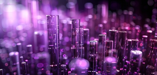 Fototapeta premium Abstract image of glowing purple and pink geometric shapes creating a futuristic and dynamic visual effect. Ideal for tech backgrounds.