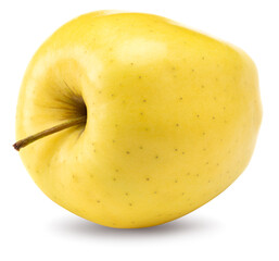 single yellow apple isolated on white background. clipping path