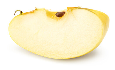 piece of yellow apple isolated on white background. clipping path