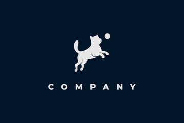 dog playing ball modern logo