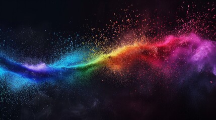 Bright powder paint creating a rainbow effect