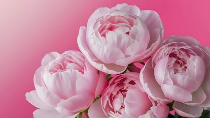 Beautiful pink peony flowers on pink background