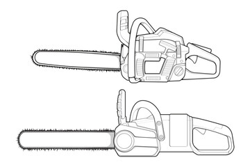 Bundling set of Chainsaw isolated illustration, vector art, Chainsaw vector, petrol chain saw, modern chainsaw, art concept, vector.
