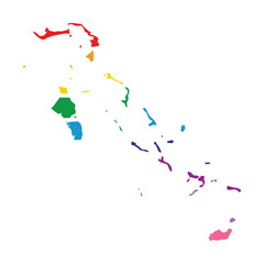 Obraz premium Bahamas swoosh silhouette rainbow map