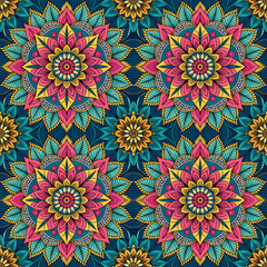 Floral Seamless Pattern with Pink and Yellow Flowers for Spring and Summer Design