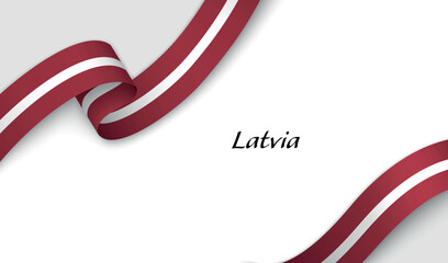 Ribbon with fllag of Latvia on white background