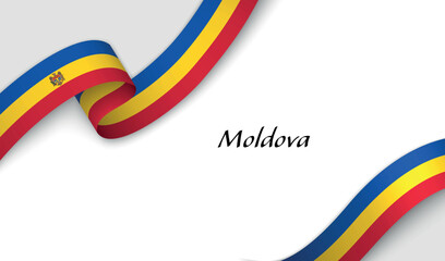 Ribbon with fllag of Moldova on white background