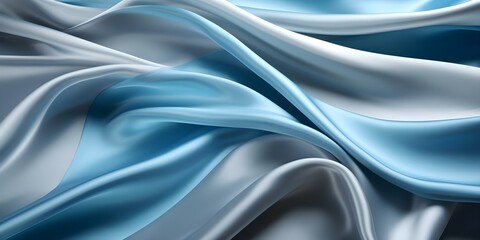 Fototapeta premium Detailed view of grey bed sheet with electric blue wave pattern showcasing its smooth texture. Concept Bed Sheet Textures, Electric Blue Waves, Detailed Shots, Grey Bed Sheet