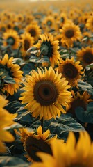 Fototapeta premium Soft Sunlight Portrait: Field Sunflower Bouquet Photography