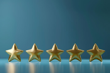 Fototapeta premium Five gold star rating symbolizing excellent customer satisfaction