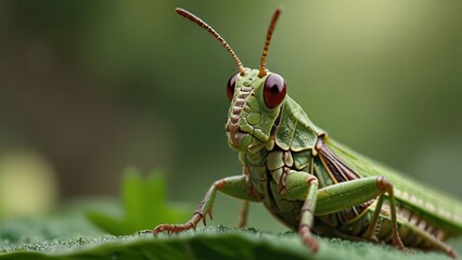 Fototapeta premium grasshopper on a leaf