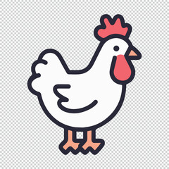 Chicken line art logo design, vector illustration on transparent background