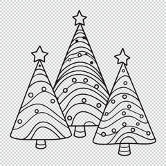 Simple christmas pine trees icon, black vector illustration on transparent background