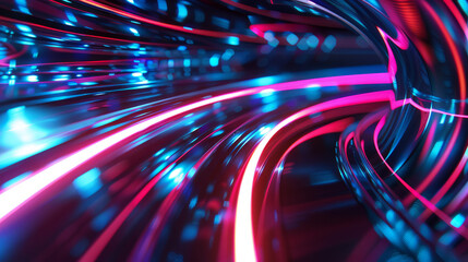 Abstract neon light streaks creating high-speed visual effect