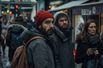 Unidentified people in Paris street. Paris is the capital and the most populous city of France
