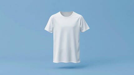 Blank white t-shirt mockup, front view ,3d rendering ,White realistic t-shirt mockup isolated on solid background Men's clothing template with empty space for design brand 