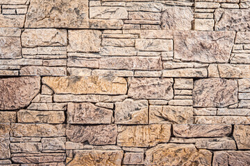 Multiple Decoration Facing of Red Brownish Contrasty Long Wall Pavement Stone Sample Tiles Indoors.