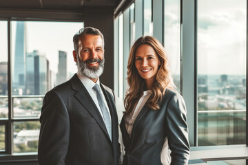 Portrait of smiling business people indoors