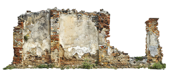 Destroyed brick wall cut out
