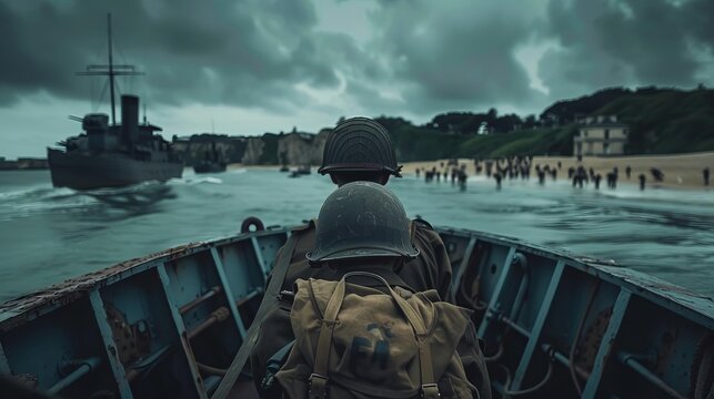 vista do espectador em terra do desembarque das tropas aliadas nas praia de Omaha na Normandia no dia D da segunda guerra mundial, unsplash