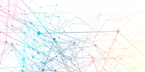 Abstract digital background of points and lines. abstract technology Network nodes with polygonal shapes colorful Vector background. Modern technology concept network connects, data structure design.