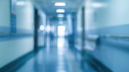 Blurred background in the interior corridor of a hospital