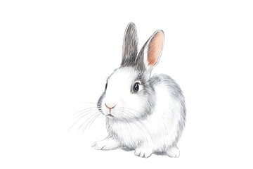 Obraz premium アナログタッチ、手描き風の可愛いパンダウサギ、兎のイラスト 卯年 年賀状素材 AI生成画像 