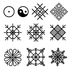 Old Baltic Folk ancient symbols collection, vector signs set