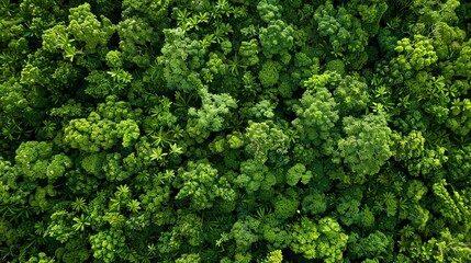 Naklejka premium Aerial top view forest tree, Rainforest ecosystem and healthy environment concept and background, Texture of green tree forest view from above