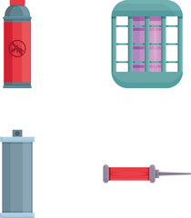 Collection of vector icons depicting urban elements, including a fire hydrant and a window