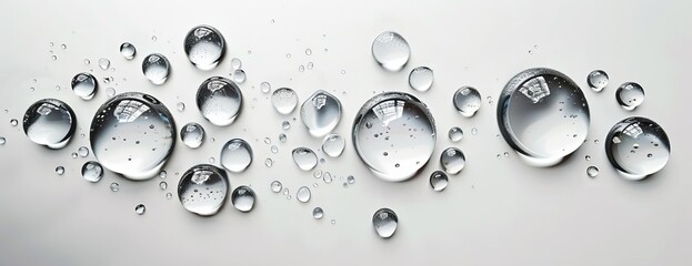Close-up of multiple water droplets on a smooth surface. - Powered by Adobe