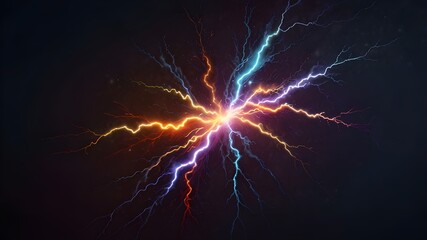a colorful 3D rendering element with a lightning strike