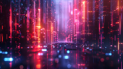 an abstract background with a neon, cyberpunk aesthetic. Use bright, electric colors and bold, angular shapes to create a sense of a futuristic, urban environment filled with energy and excit