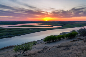 Sunset in Liujiazi, Dulbert Mongolian Autonomous County, Daqing City, Heilongjiang Province, China.