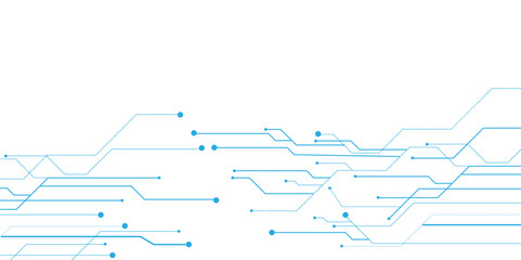 Vectors High-tech connection system on a blue background. Technology digital circuit board background. Technology black circuit diagram.