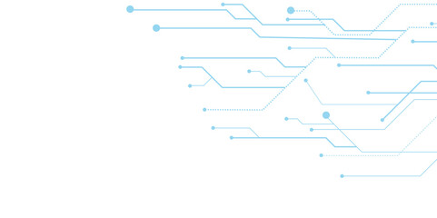 Vectors High-tech connection system on a blue background. Technology digital circuit board background. Technology black circuit diagram.