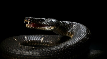 Fototapeta premium Striking illustration of a king cobra ready to strike with spread hood, showcasing majestic yet intimidating presence against a clean backdrop.
