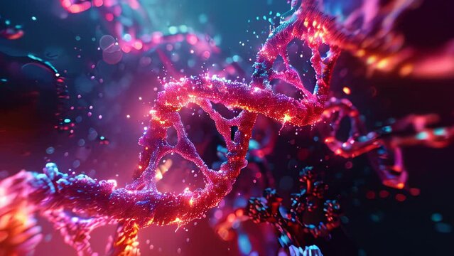 abstract of human spiral dna chromosome in pink colour, idea science genetic engineering, science week poster