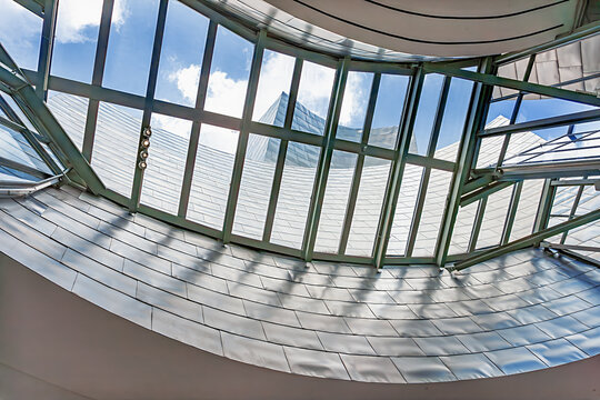 Bilbao, Spain - JUNE 17, 2014: The Interior of the Guggenheim Museum in Bilbao, contemporary art designed by Canadian-American architect Frank Gehry.