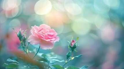 Blurred background of a Chinese rose rosa chinensis in pink