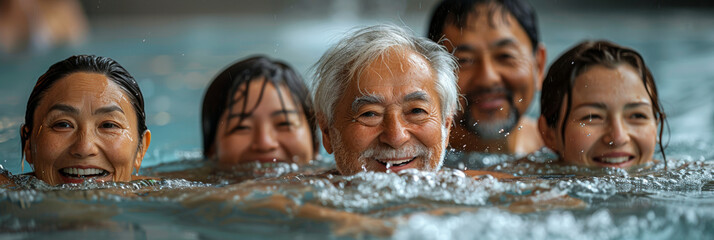 In the luxurious spa pool, a diverse group finds relaxation, wellness, and happiness together.