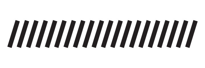 Slash line. Border with diagonal lines. Angle of tilt stripes. Black pattern of footer. Diagonal parallel lines divider strip. Tilt strip geometric abstract border. Slash divider. Vector illustration