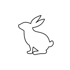 Rabbit silhouette, outline icon vector. Simple farm rabbit icon. Livestock concept. Rabbit sign on white background. Rabbit meat sign. Rabbitmeat. Part of my red meat illustration collection