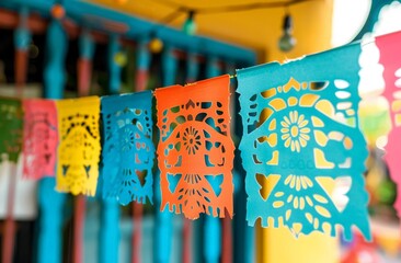Colorful Mexican-style decorative paper banners