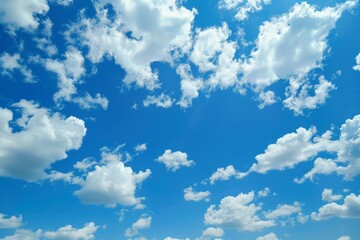 Scenic blue sky with fluffy white clouds