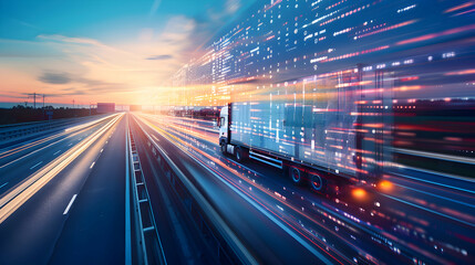 Fototapeta premium Transport Logistics Technology - trucking, road freight, delivery 