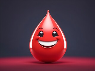3d happy red blood droplet emoji illustrations. World Mental Health Day or World Emoji Day concept
