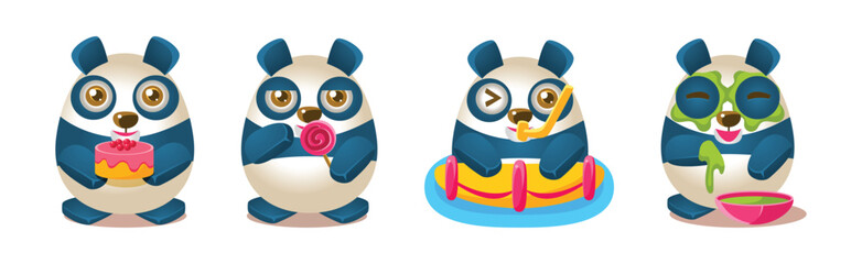 Funny Panda Character Emotion and Different Action Vector Set